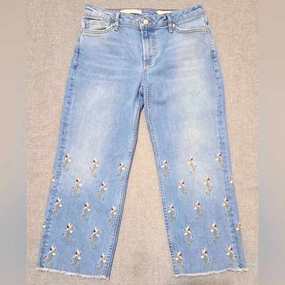 Pilcro and the Letterpress Denim - Pilcro and the Letterpress (Anthropologie) Cropped Denim Jeans Embroidered Sz 26